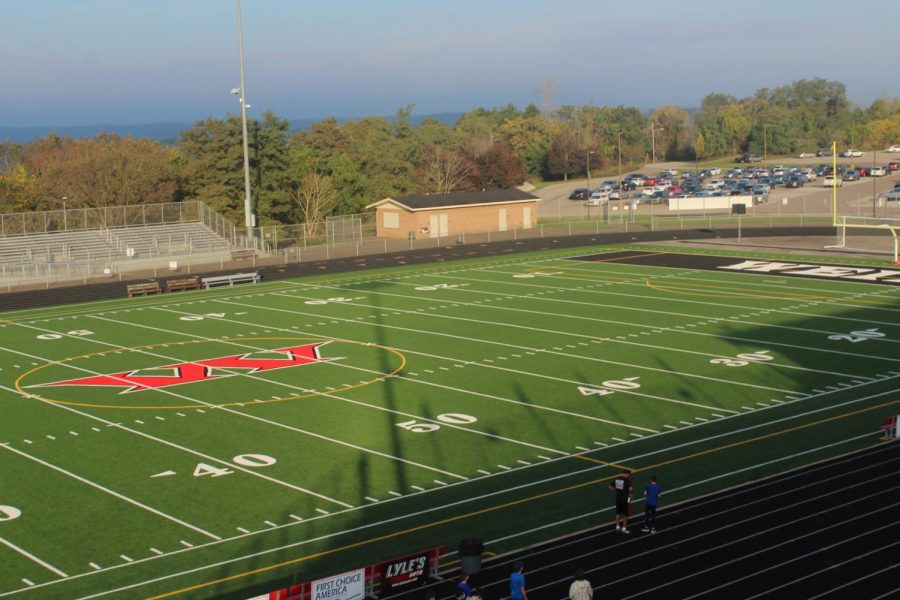 The field shown is the newly turfed field showing the new end zone design.