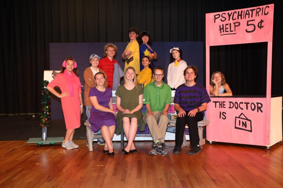 Cast photo. Top row: Jason Lipovich and Delaney O’Neill. Middle Row From left to right: Eve Swearingen, Leanna Bissett, Tanner Finsley, Savvy Swidowski, Josafina Bennett, and Lyla Soplinski. Bottom Row from left to right: Rylie Baker, Haley Mazon, Logan Wagner and Matt Jagela. Missing: Brianna Swain. Photos used with permission from Newbrough Photos