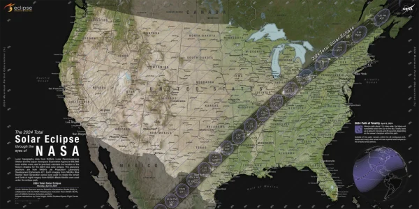 Map of the total solar eclipse pathway. Other states will have partial view. Source: NASAs Scientific Visualization Studio