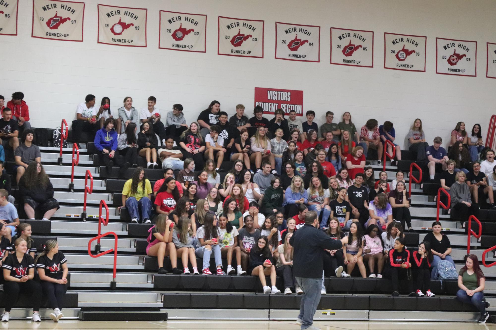 The freshman and sophomore classes at the first pep rally.